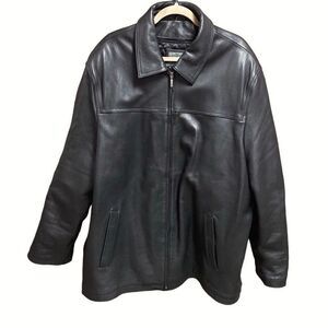 Accents Collection Black Lined Genuine Leather Jacket Size XXL